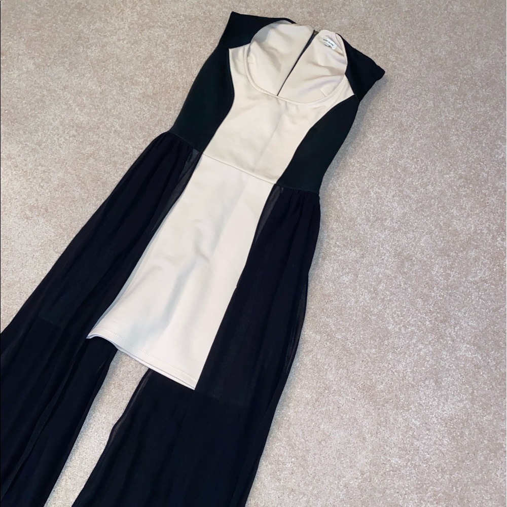 River Island cream black dress side sheer panels